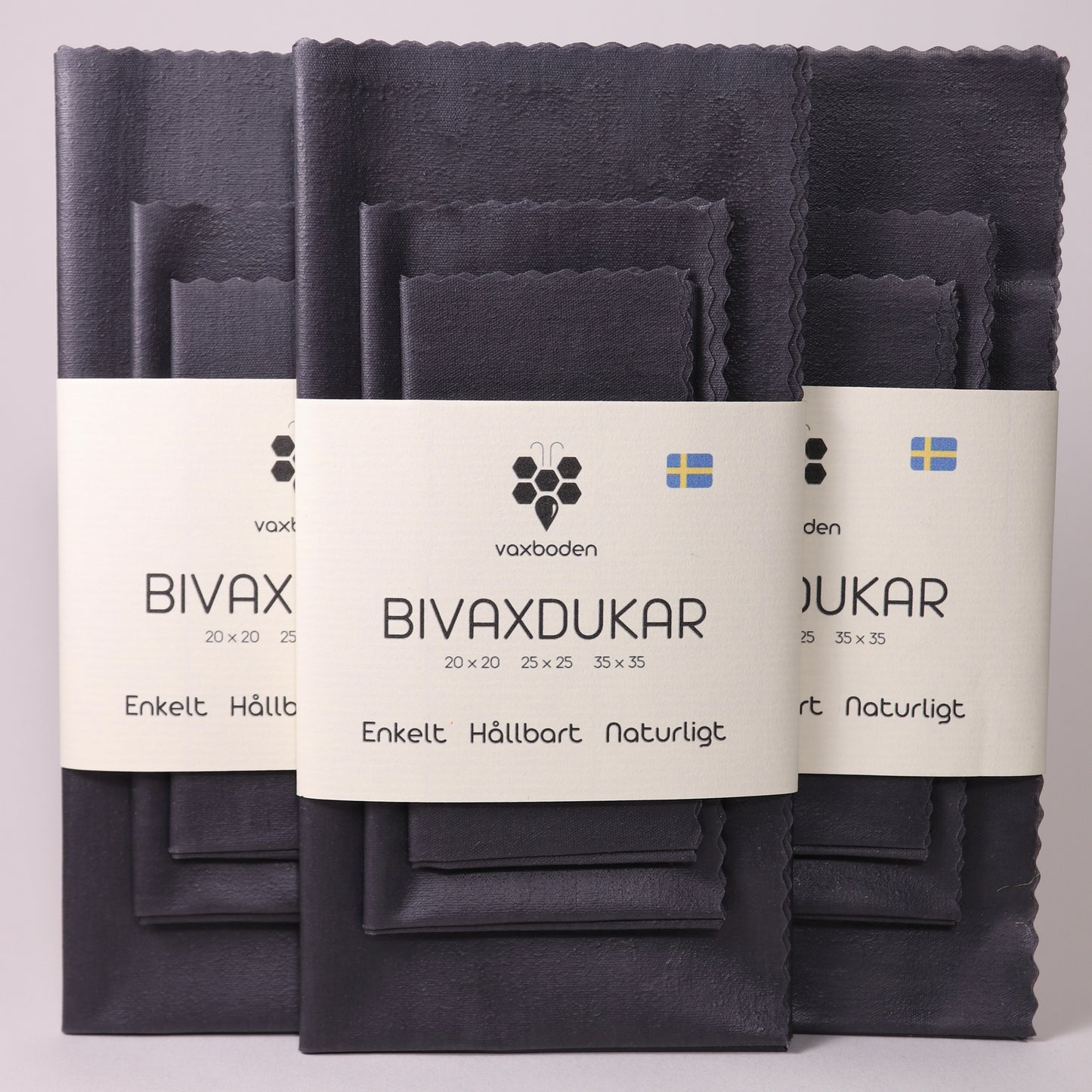 grå bivaxdukar köpa, framifrån tre stycken