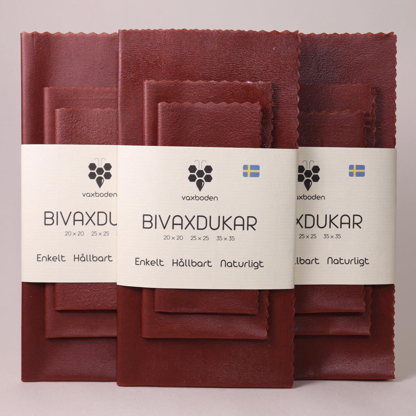 terracotta bivaxdukar köpa, framifrån tre stycken