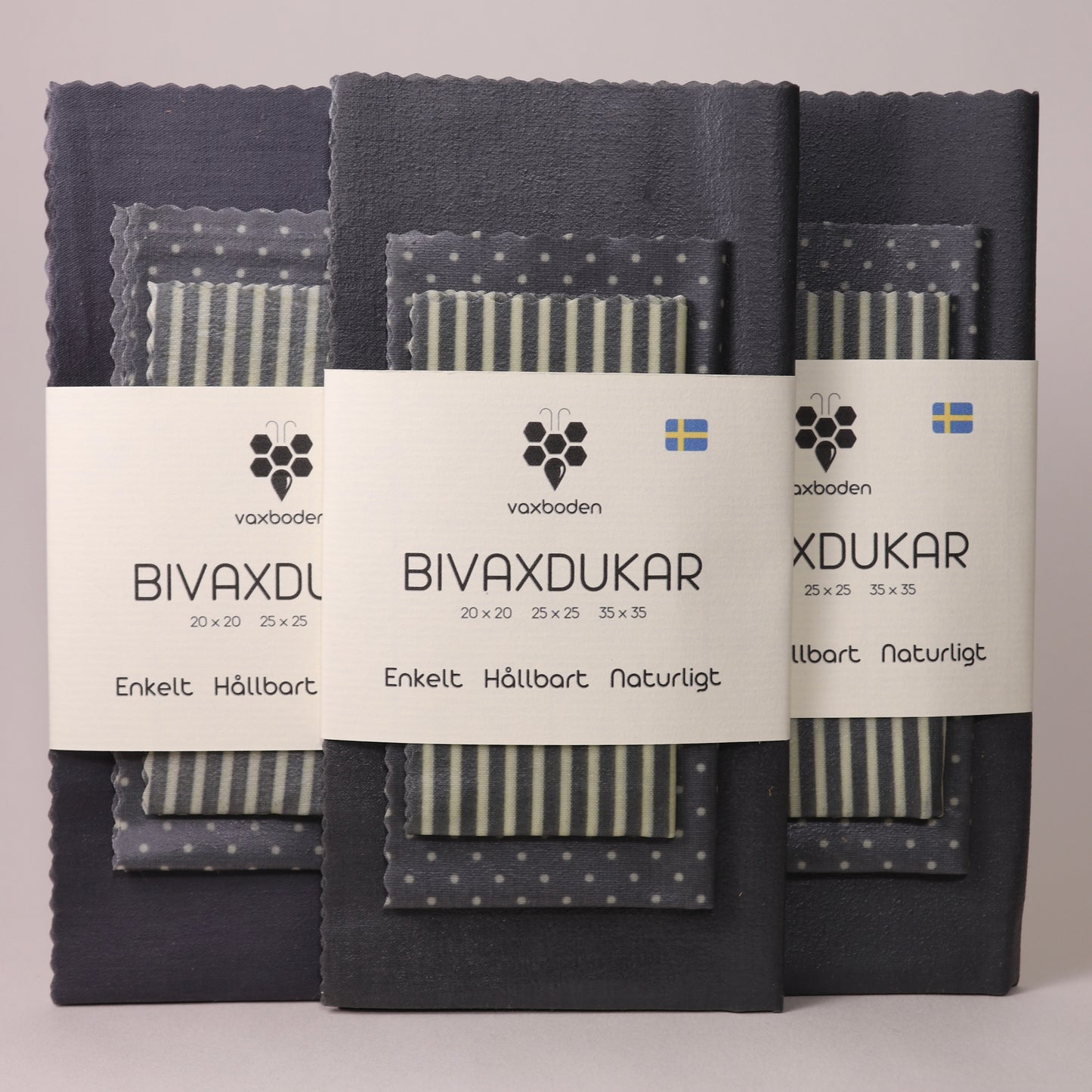 mix grå bivaxdukar köpa, framifrån tre stycken