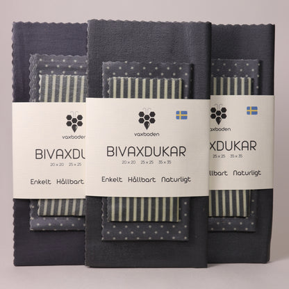 mix grå bivaxdukar köpa, framifrån tre stycken